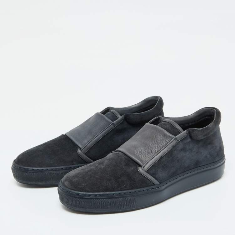 Giorgio Armani Blue/Grey Suede and LeatherSlip On Sneakers