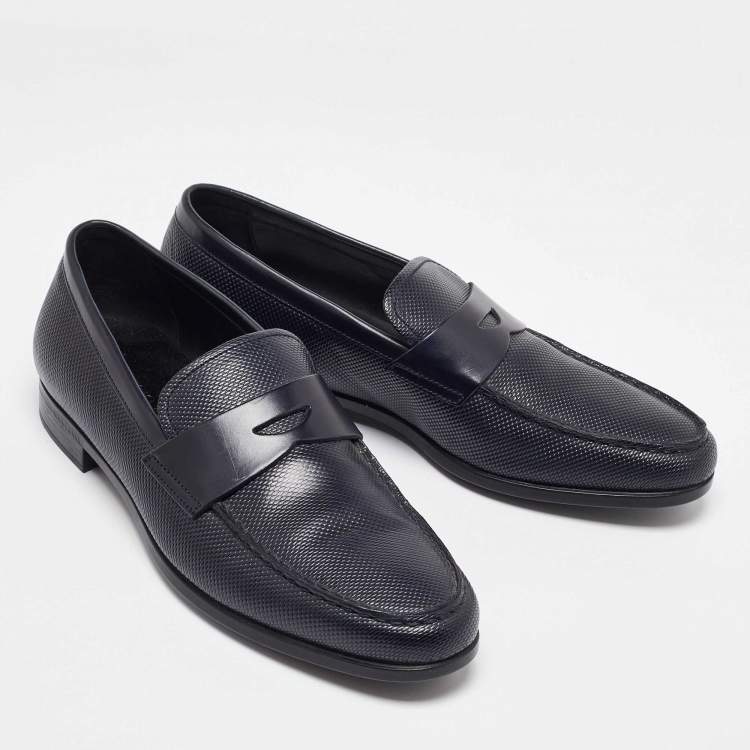 Pre Owned Giorgio Armani Blue Leather Loafers Size 39