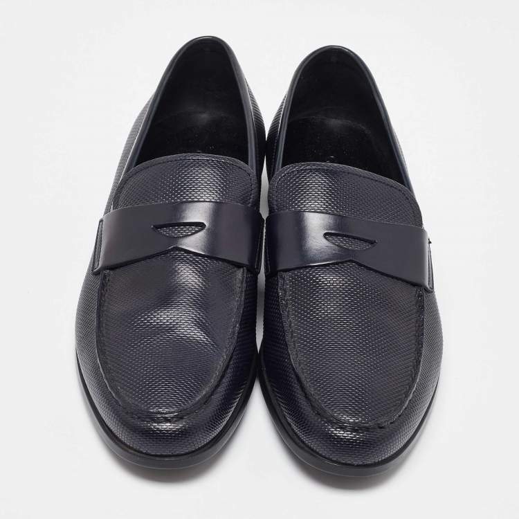 Pre Owned Giorgio Armani Blue Leather Loafers Size 39