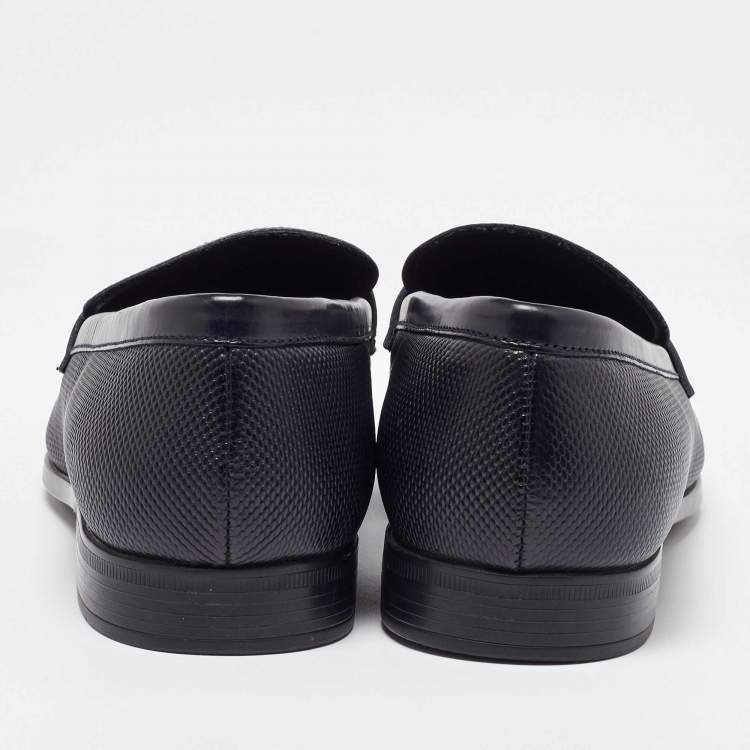 Pre Owned Giorgio Armani Blue Leather Loafers Size 39