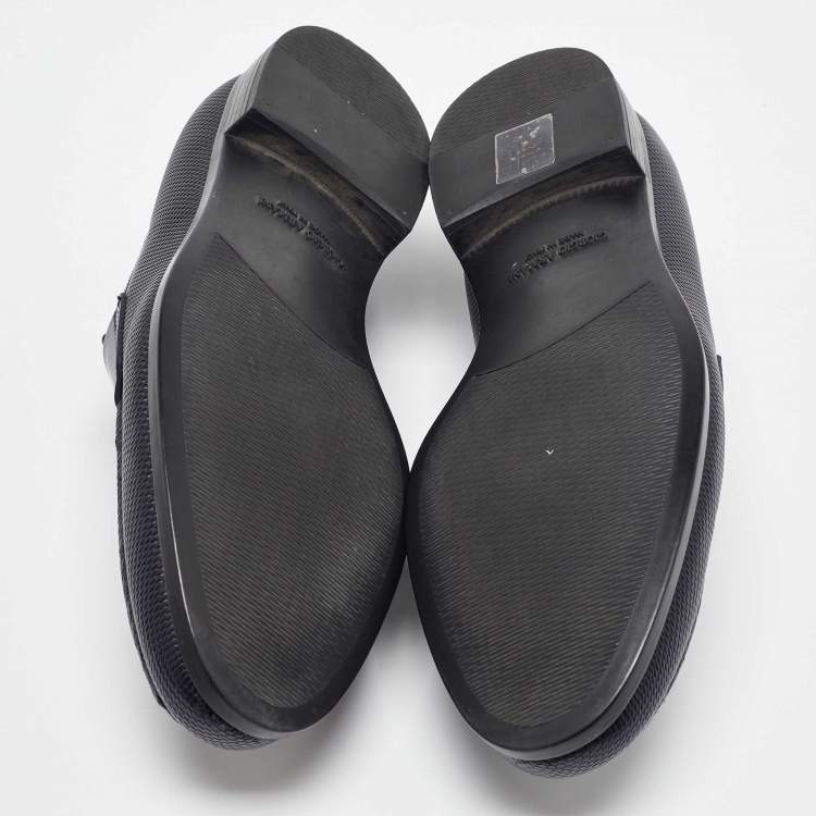 Pre Owned Giorgio Armani Blue Leather Loafers Size 39