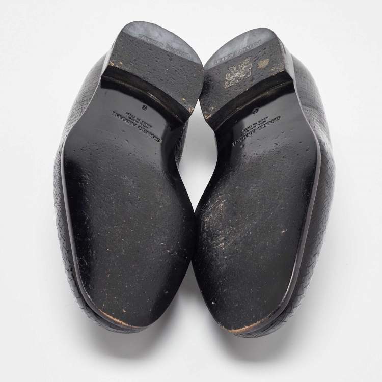 Pre Owned Giorgio Armani  Black Embossed Patent Leather Smoking Slippers Size 40