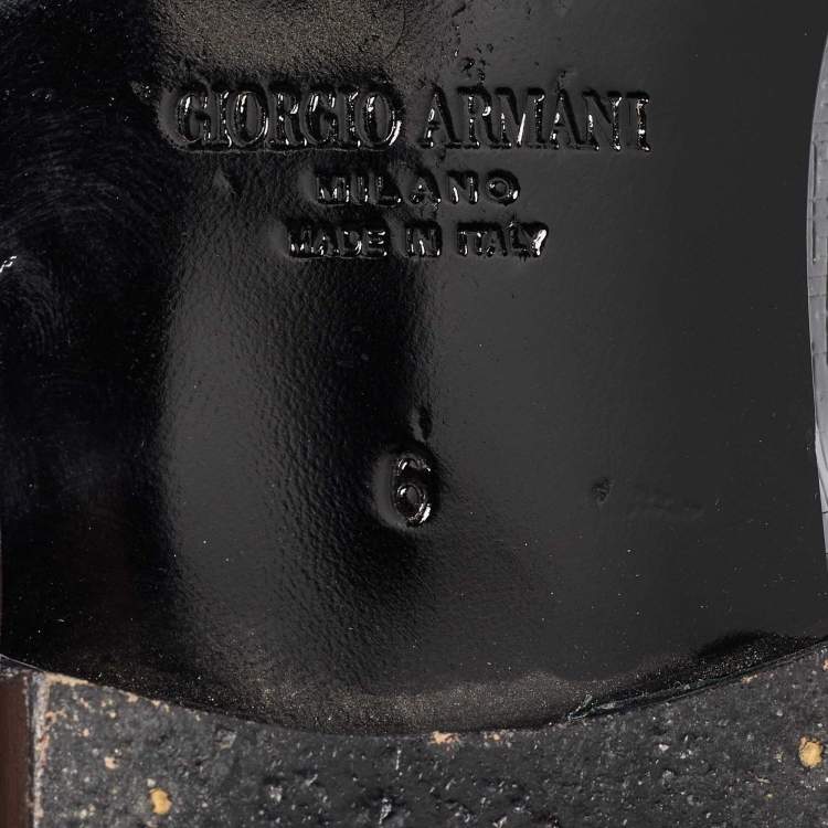 Pre Owned Giorgio Armani  Black Embossed Patent Leather Smoking Slippers Size 40