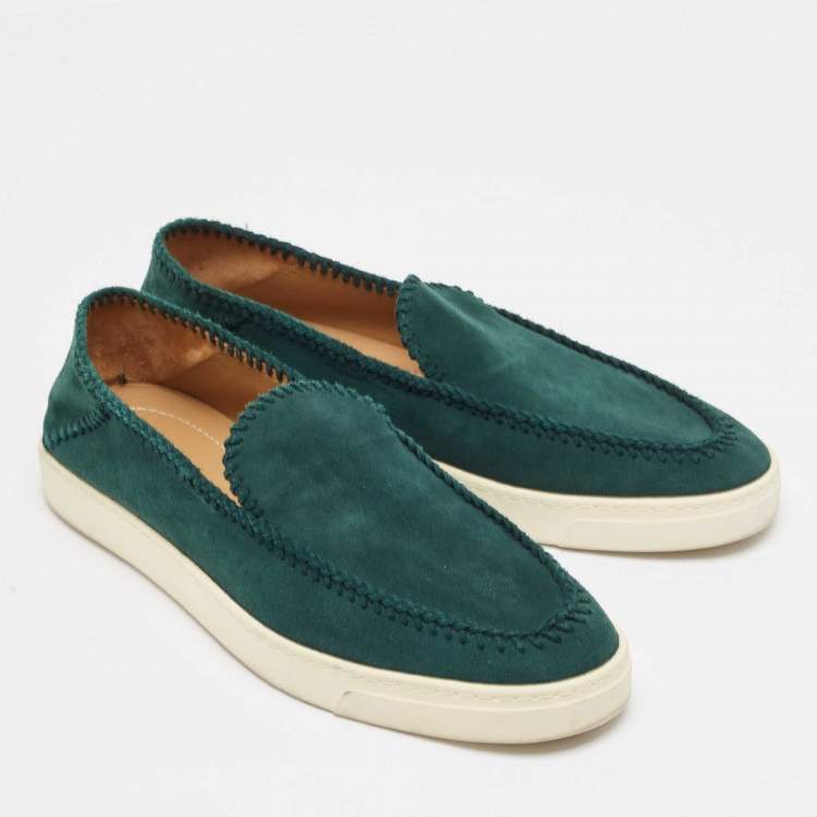Pre Owned Giorgio Armani Green Suede Galleria Slip On Sneakers Size 42