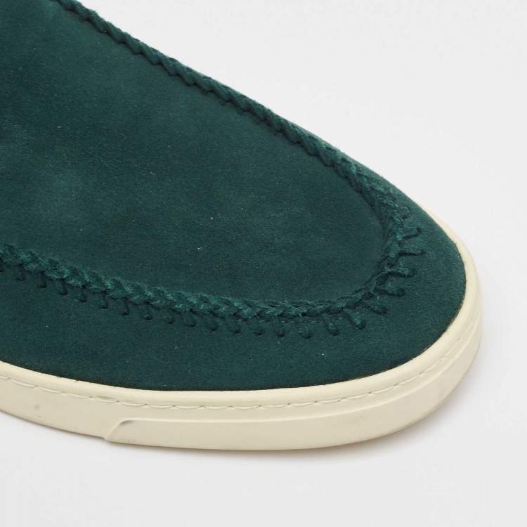 Pre Owned Giorgio Armani Green Suede Galleria Slip On Sneakers Size 42