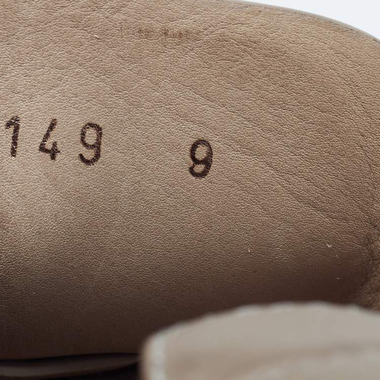 Pre Owned Giorgio Armani Grey Leather and Suede Slipery Flats Size 43