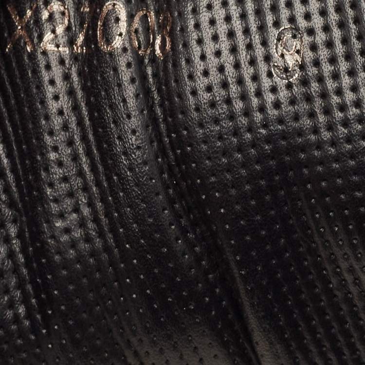 Pre Owned Giorgio Armani Black Croc Embossed Leather Lace Up Sneakers Size 43