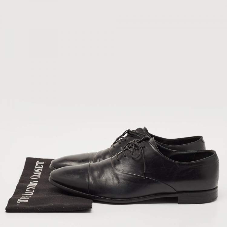 Pre Owned Giorgio Armani Black Leather Lace Up Oxfords Size 43
