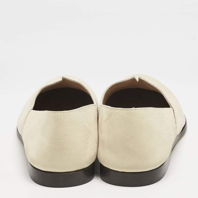 Pre Owned Giorgio Armani Cream Leather Slip On Loafers Size 42