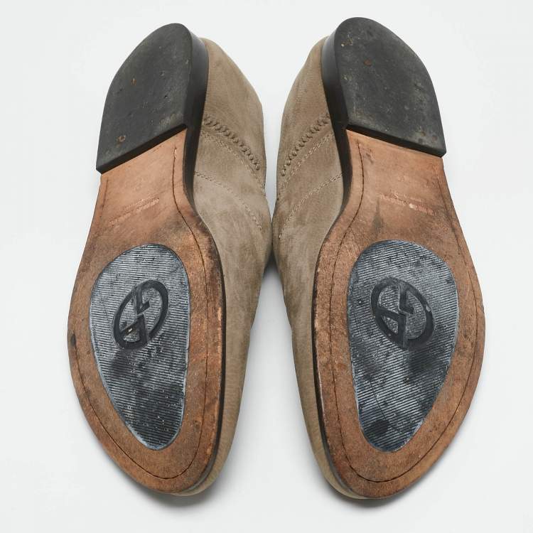 Pre Owned Giorgio Armani Beige Leather Slip On Loafers Size 42