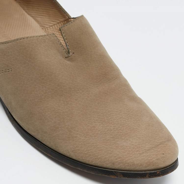Pre Owned Giorgio Armani Beige Leather Slip On Loafers Size 42