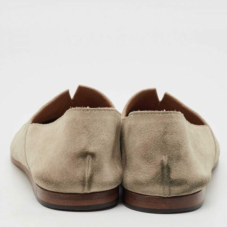 Pre Owned Giorgio Armani Grey Suede Slip On Penny Loafers Size 42