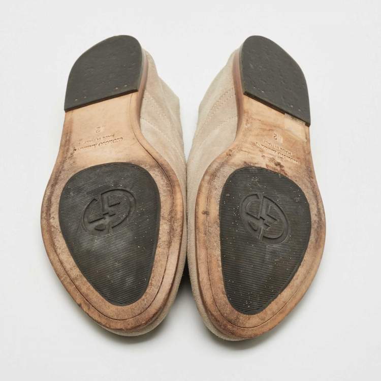 Pre Owned Giorgio Armani Grey Suede Slip On Penny Loafers Size 42
