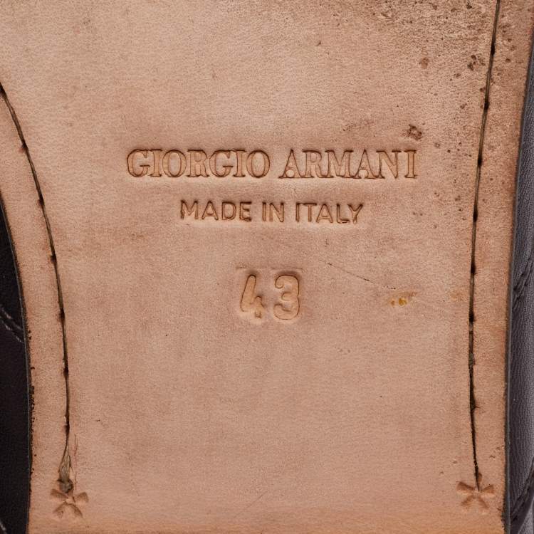 Pre Owned Giorgio Armani Brown Leather Smoking Slippers Size 43