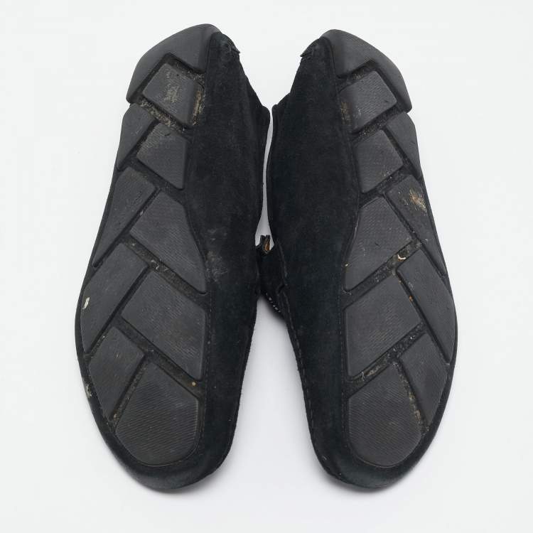 Pre Owned Giorgio Armani Navy Blue Suede Slip On Loafers Size 43