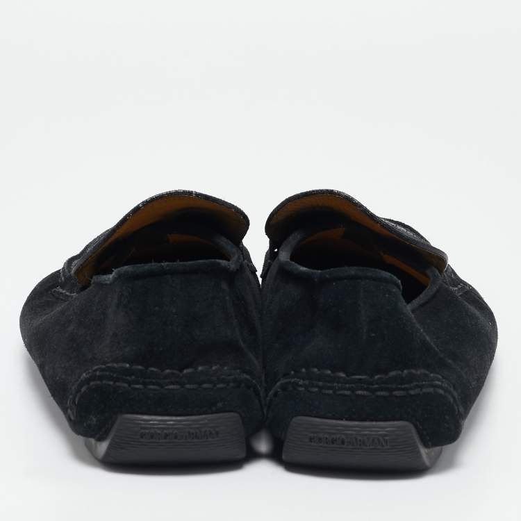 Pre Owned Giorgio Armani Navy Blue Suede Slip On Loafers Size 43
