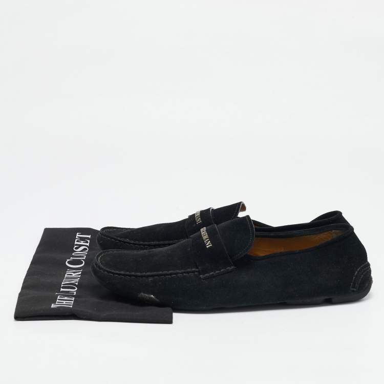 Pre Owned Giorgio Armani Navy Blue Suede Slip On Loafers Size 43