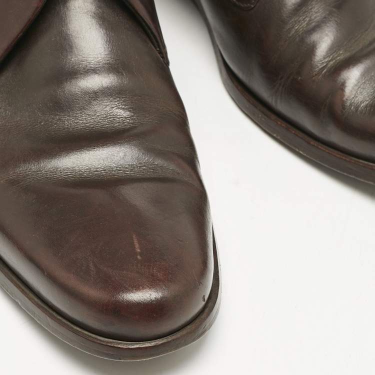 Pre Owned Giorgio Armani Brown Leather Classic Oxfords Size 41