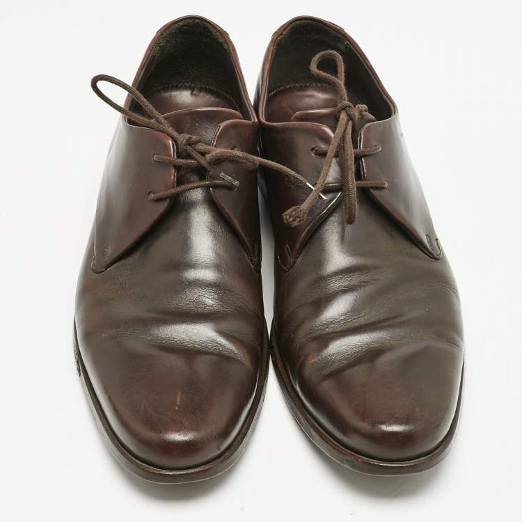 Pre Owned Giorgio Armani Brown Leather Classic Oxfords Size 41