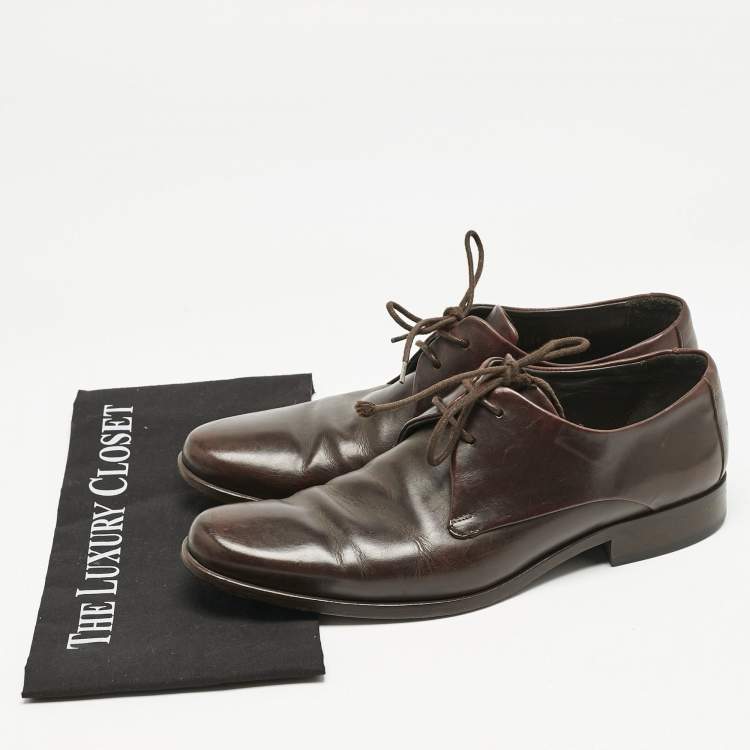 Pre Owned Giorgio Armani Brown Leather Classic Oxfords Size 41