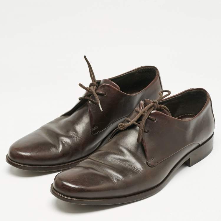 Pre Owned Giorgio Armani Brown Leather Classic Oxfords Size 41