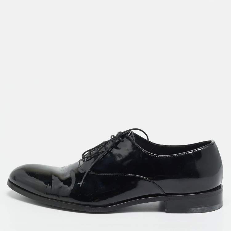 Pre Owned Giorgio Armani Size 43 Black Patent Leather Lace Up Oxfords