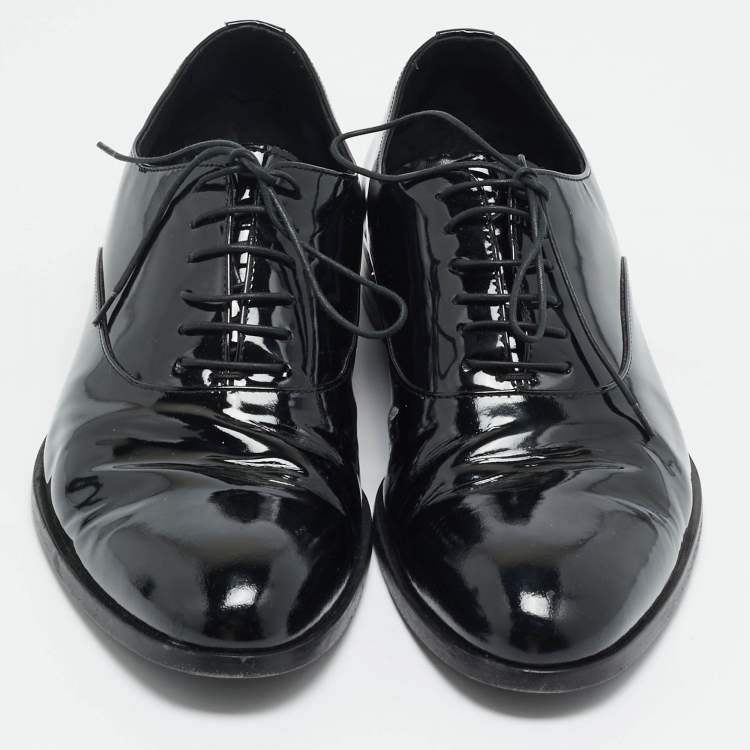 Pre Owned Giorgio Armani Size 43 Black Patent Leather Lace Up Oxfords