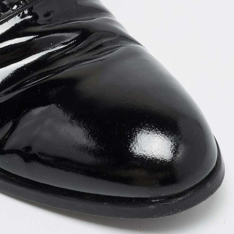 Pre Owned Giorgio Armani Size 43 Black Patent Leather Lace Up Oxfords