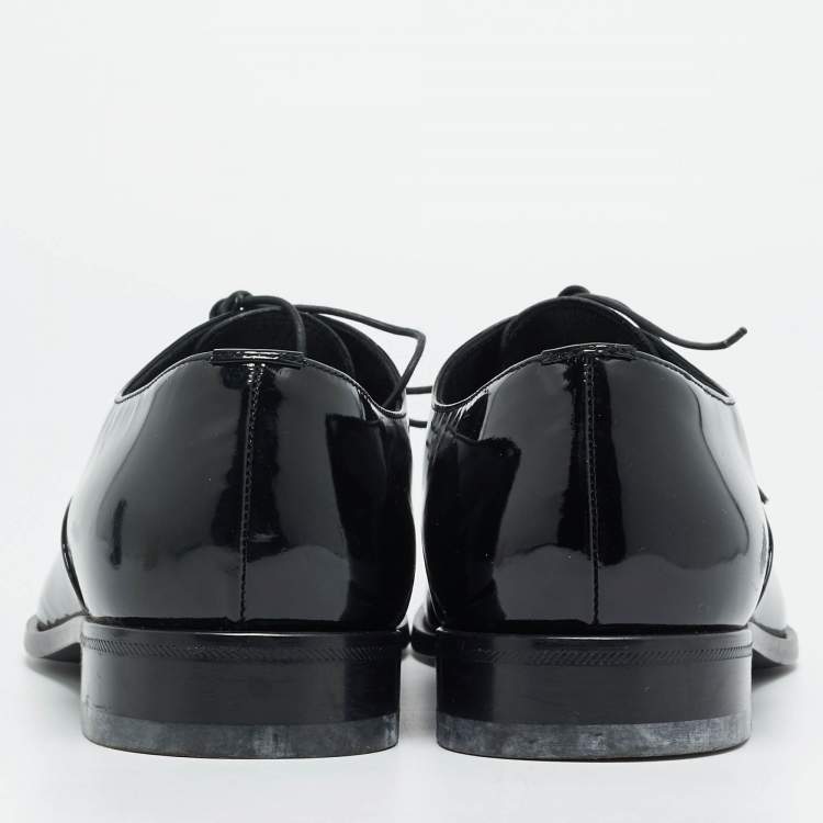 Pre Owned Giorgio Armani Size 43 Black Patent Leather Lace Up Oxfords