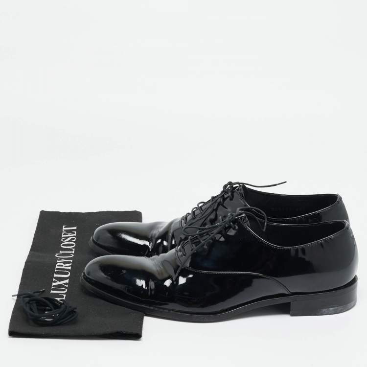 Pre Owned Giorgio Armani Size 43 Black Patent Leather Lace Up Oxfords