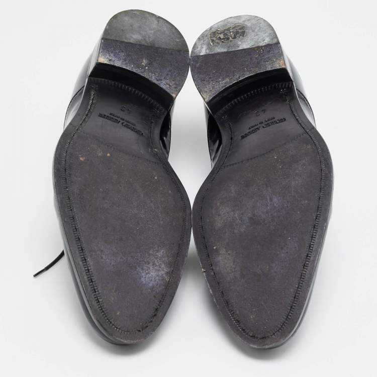 Pre Owned Giorgio Armani Size 43 Black Patent Leather Lace Up Oxfords