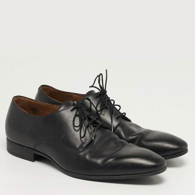 مملوكة مسبقًا حذاء دربي جورجيو أرماني أربطة جلد أسود مقاس 42