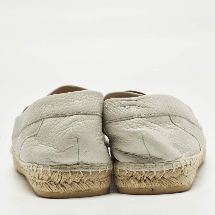 Pre Owned Giorgio Armani Size 44 Grey Croc Embossed Leather and Leather Loafers