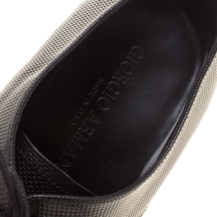 Pre Owned Giorgio Armani Black Textured Leather Lace Up Oxfords Size 41