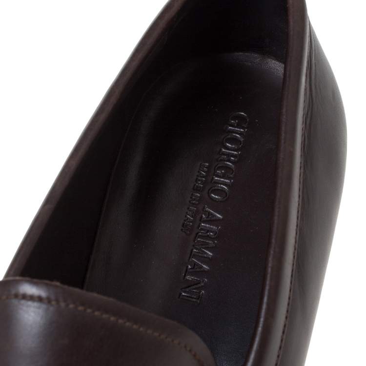 Pre Owned Giorgio Armani Brown Leather Loafers Size 42