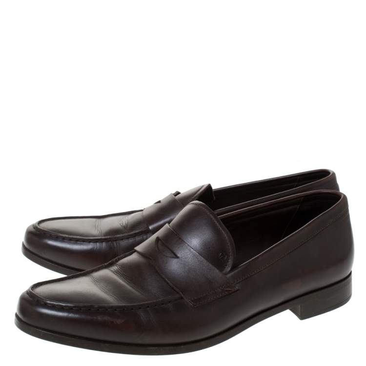Pre Owned Giorgio Armani Brown Leather Loafers Size 42