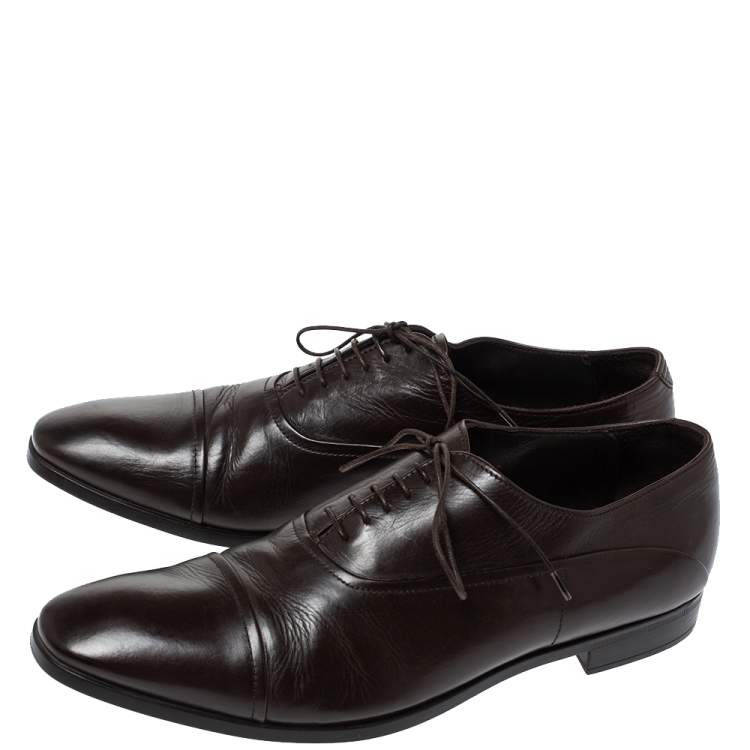 Pre Owned Giorgio Armani Brown Leather Classic Oxfords Size 42