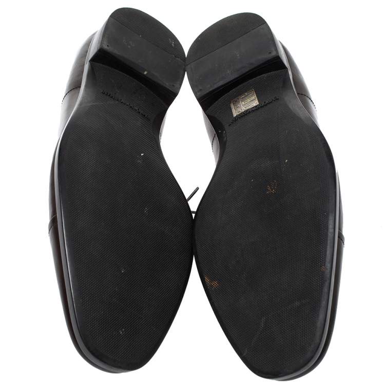 Pre Owned Giorgio Armani Brown Leather Classic Oxfords Size 42