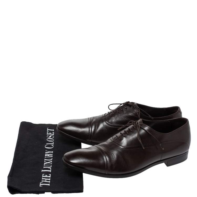 Pre Owned Giorgio Armani Brown Leather Classic Oxfords Size 42