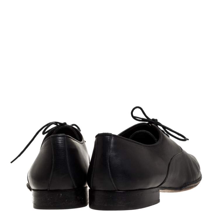 Pre Owned Giorgio Armani Black Leather Lace Up Oxford Size 44