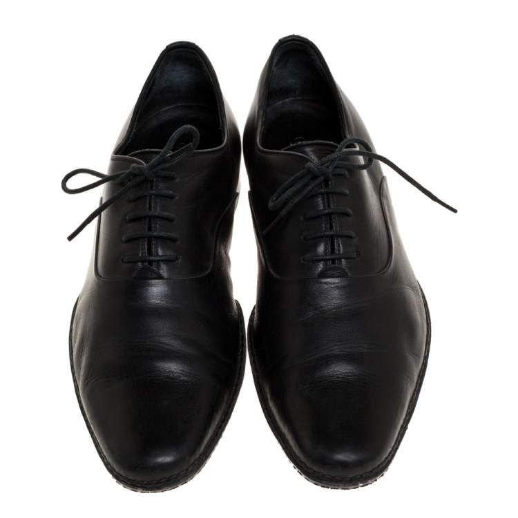 Pre Owned Giorgio Armani Black Leather Lace Up Oxford Size 44
