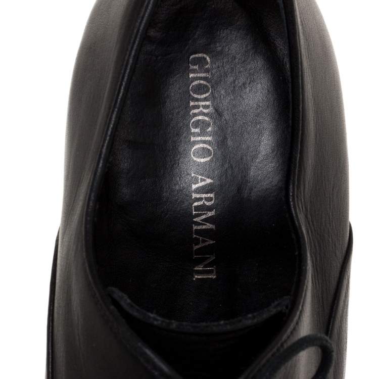 Pre Owned Giorgio Armani Black Leather Lace Up Oxford Size 44