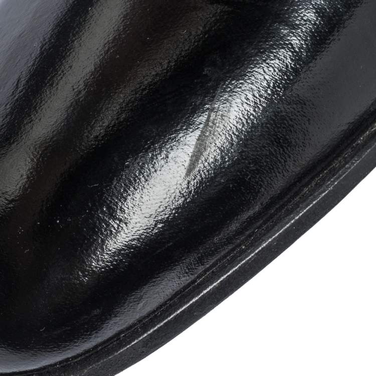 Pre Owned Giorgio Armani Black Textured Leather Lace Up Oxfords Size 44