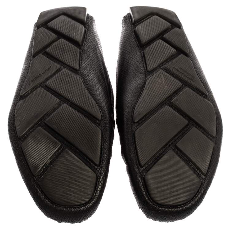 Pre Owned Giorgio Armani Black Embossed Leather Slip On Loafers Size 44