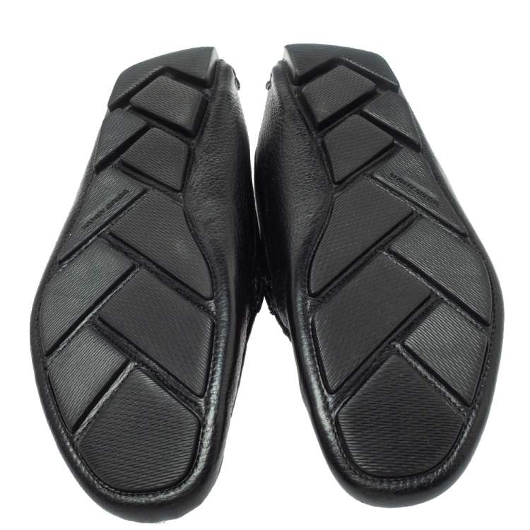 Pre Owned Giorgio Armani Black Leather Braided Bit Slip On Loafers Size 43.5
