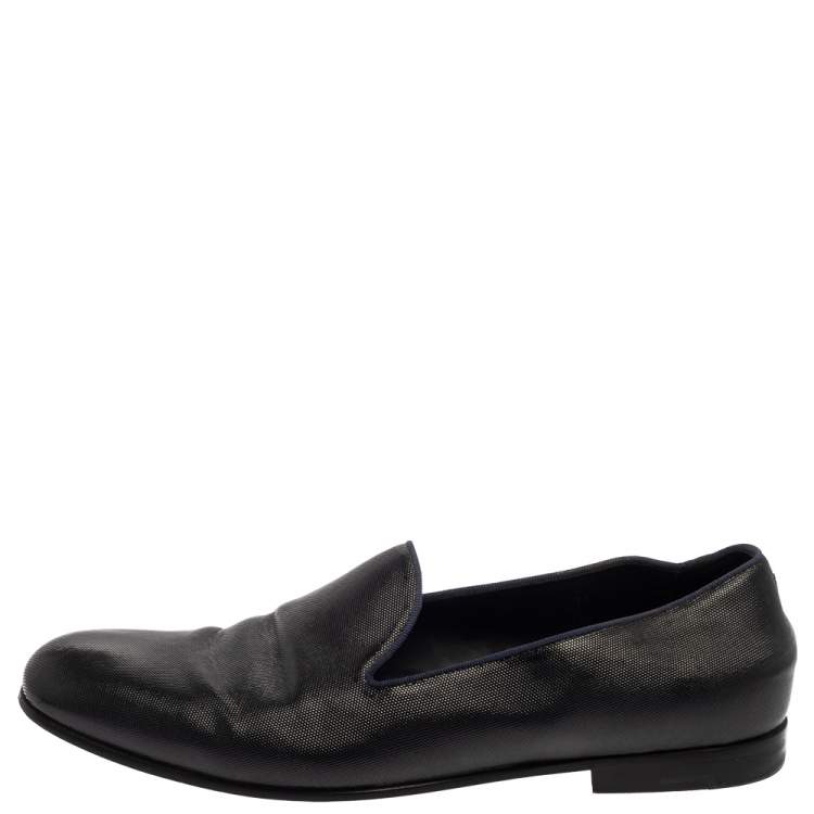 Pre Owned Giorgio Armani Black Leather Smoking Slippers Size 45