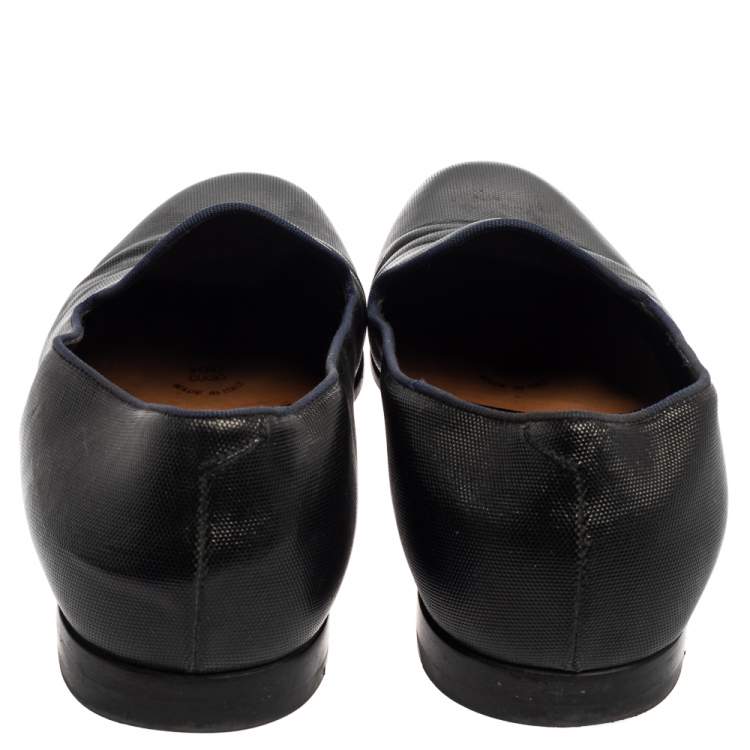Pre Owned Giorgio Armani Black Leather Smoking Slippers Size 45