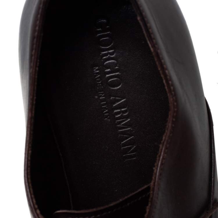 Pre Owned Giorgio Armani Brown Leather Oxfords Size 40.5