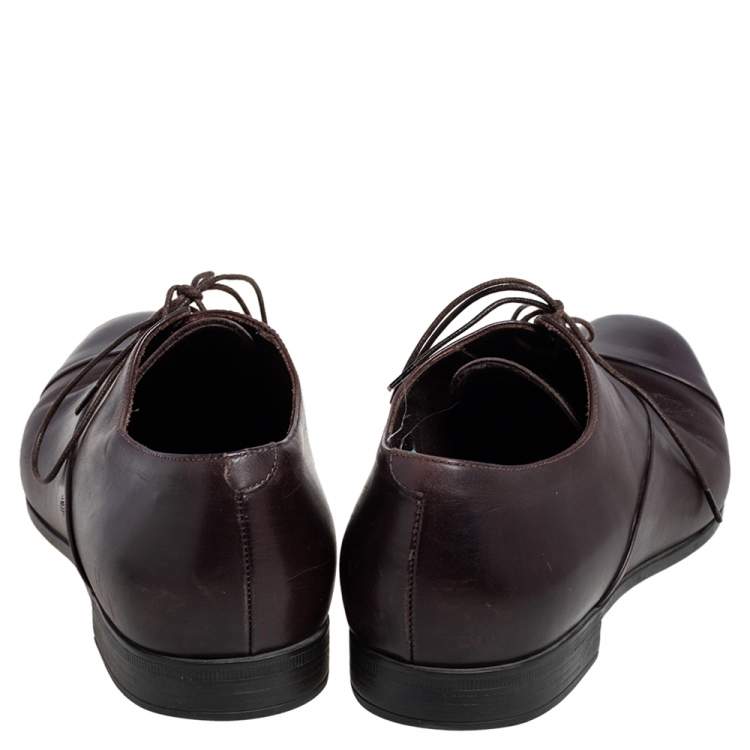 Pre Owned Giorgio Armani Brown Leather Oxfords Size 40.5