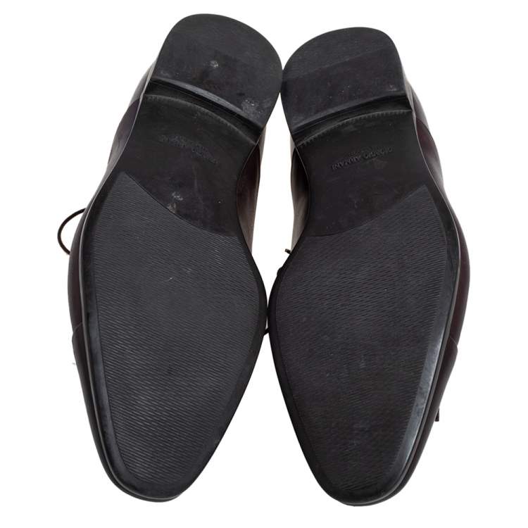 Pre Owned Giorgio Armani Brown Leather Oxfords Size 40.5